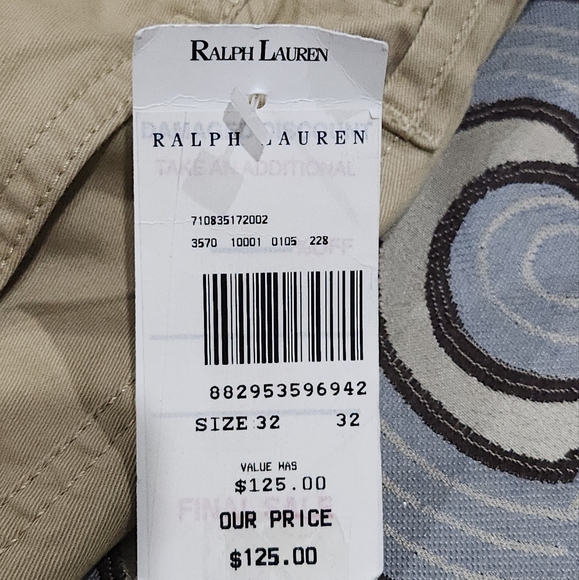 SOLD!! NWT Polo Ralph Lauren Mens Cargo Pants 32x32 Khaki 7 Pocket w/ drawstring - Picture 9 of 9